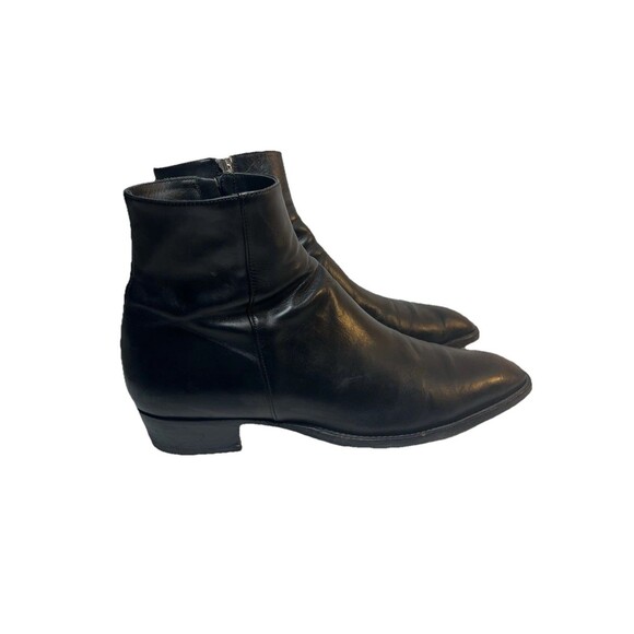 Alessandro Vasini Men’s Side-Zip Ankle Boots Black Leather Made In Italy 11.5 - Picture 1 of 7